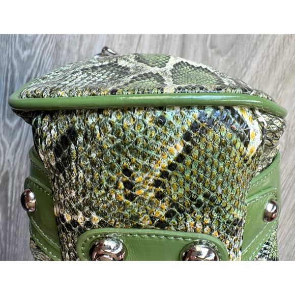 Sharif Green Snake Pattern Satchel Handbag NWT but has Peeling - Picture 10 of 16